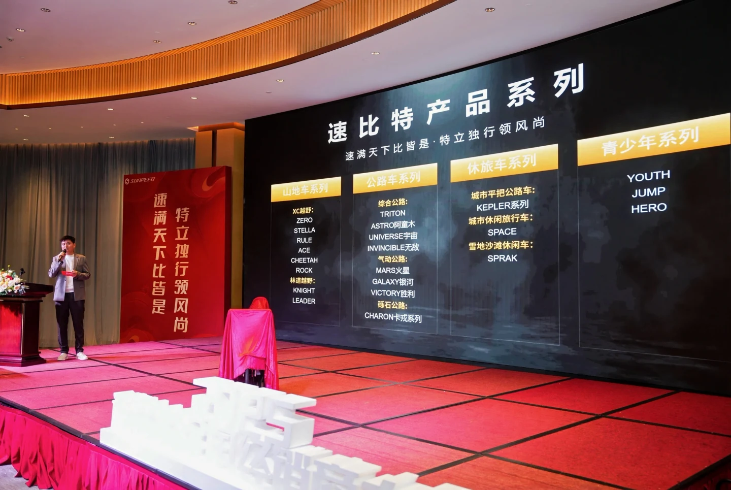 产品发布活动舞台与产品系列展示板